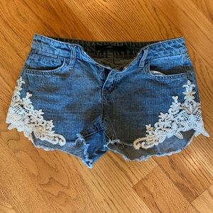 Harper Jean Cut-Off Crochet Shorts